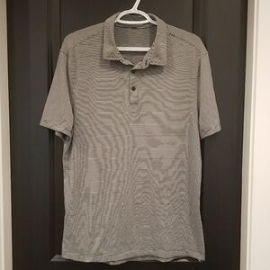 Gray Black Striped Lululemon Polo Shirt for Men